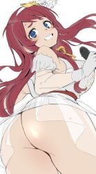 1girls ass ettone low-angle_view minamoto_sakura presenting_ass presenting_hindquarters red_hair zombie zombie_girl zombie_land_saga