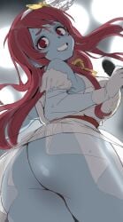 ass ettone low-angle_view minamoto_sakura presenting_ass presenting_hindquarters red_hair zombie zombie_girl zombie_land_saga