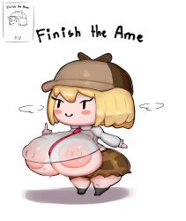 blonde_hair female finish_the_ame hololive hololive_english hololive_myth middle_finger sath15 shortstack skirt smol_ame virtual_youtuber watson_amelia