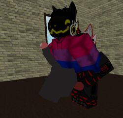 2boys 3d artist_request black_hair cum furry gay holding_partner penis protogen roblox roblox_avatar shed source_request tagme yaoi