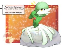 1girls diaper female gardevoir messing messy_diaper pokemon pokemon_(species) scat sitting_on_diaper slimeyjenkins soiling