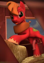 3d absurd_res big_macintosh_(mlp) digital_media_(artwork) friendship_is_magic genitals hasbro hay hi_res looking_at_viewer male my_little_pony penis portrait presenting presenting_penis snugglesarts solo source_filmmaker source_removed tongue tongue_out watermark
