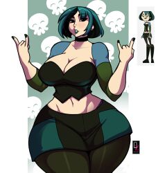 1girls black_fingernails goth gwen_(tdi) huge_breasts navel osmar-shotgun thick_thighs total_drama_island wide_hips