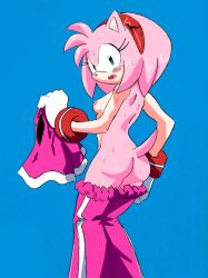 amy_rose anthro blush bottomwear clothing eulipotyphlan female hedgehog hi_res mammal pants randomguy999 sega solo sonic_(series) sonic_riders sonic_the_hedgehog_(series) surprise surprised_expression