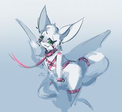 anthro blush bondage chiropteran collar discocci dust:_an_elysian_tail female female_only fidget fidget_(elysian_tail) furry harness leash nimbat solo solo_female tail_restraint tied tied_arms tied_up