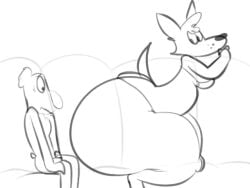 1boy 1girls animated anthro anthro_female anthro_on_anthro ass big_ass breasts bubble_ass bubble_butt butt_crush female furry furry_female furry_male furry_only huge_ass huge_butt illis kangaroo koala male sitting thick_thighs