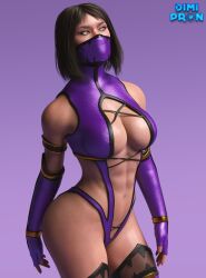 1girls 3d blender brown_hair clothed clothing daz3d daz_studio dimipron female fitness light-skinned_female mask mileena mortal_kombat mortal_kombat_11 muscular muscular_female pose posing solo solo_female solo_focus teasing white_body yellow_eyes