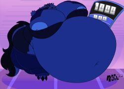 big_breasts blueberry_inflation breasts female furry hellhound helluva_boss huge_breasts loona_(helluva_boss) mad_n_evil sunken_head sunken_limbs