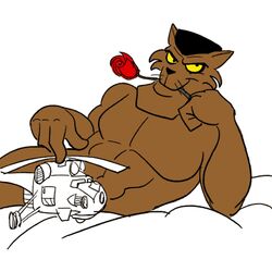 anthro commander_feral helicopter male male_only nude on_side pose rose_(flower) solo swat_kats tagme toony