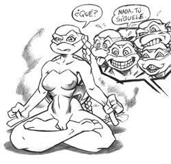 alternate_breast_size donatello female leonardo michelangelo monochrome ninja_turtles:_the_next_mutation raphael teenage_mutant_ninja_turtles venus_de_milo