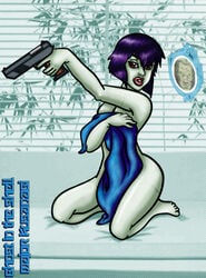 1girls batou bonejesta female female_focus ghost_in_the_shell ghost_in_the_shell_stand_alone_complex kusanagi_motoko purple_hair red_eyes tagme