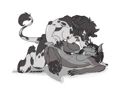 alliance_(warcraft) anthro black_and_white black_hair blizzard_entertainment cowdere_(caedere) druid_(warcraft) fan_character female horde horde_(warcraft) pussy sefeiren source_request tauren tauren_druid warcraft worgen world_of_warcraft year_request