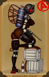 1girls ass big_ass big_sister big_sister_(bioshock) bioshock bioshock_2 looking_at_viewer nipples pinup solo tagme