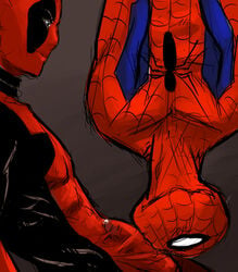 2boys artist_request bodysuit clothed_erection clothed_sex deadpool erection erection_under_clothes fully_clothed gay male male_only marvel mask masked masks multiple_males oral peter_parker precum spandex spider-man spider-man_(series) tagme visible_penis_shape wade_wilson yaoi