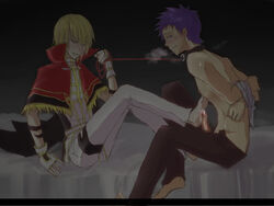 2boys arms_behind_back bondage bound_wrists collar footjob gay high_wizard leash male male_only panting ragnarok_online tagme yaoi