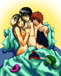 2boys bed bisexual bisexual_male black_hair edogori female gay hat kyle_broflovski male multiple_boys red_hair south_park stan_marsh threesome wendy_testaburger