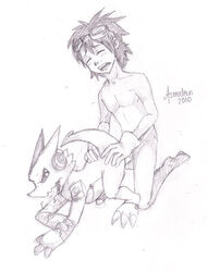 asmodeus digimon digimon_xros_wars human shoutmon taiki_kudou