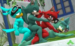 3d 3d_(artwork) anal anal_sex anal_train anthro anthro_on_anthro anthro_only anthro_penetrated anthro_penetrating anthro_penetrating_anthro anthrofied balls ballsack bottomless bottomless_male completely_nude completely_nude_male custom_character_(sonic_forces) drian_the_cat_(saiyangoku4) foursome gadget_the_wolf gay gay_sex gizmo_the_wolf_(saiyangoku4) kennythebobcat looking_at_partner looking_pleasured lot_the_bird_(saiyangoku4) male male/male male_only male_penetrated male_penetrating male_penetrating_male muscular muscular_anthro muscular_male no_humans nude nude_male pecs pectorals penetrating_while_penetrated penetration sfm sonic_(series) sonic_the_hedgehog_(series) source_filmmaker train_position veiny veiny_penis yaoi