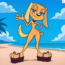 1female ai_generated airtist_the_artificial beach blue_sky breasts clitoris clouds female female_only looking_at_viewer naked narrow_waist nude patreon pussy sea sky solo standing tagme narrow_hips small_breasts flat_chest tail furry furry_only furry_female dog blonde_hair blonde_female blue_eyes smug smug_face eyelashes hand_on_hip paws sandals platform_footwear platform_shoes ears brandy_harrington brandy_&_mr_whiskers disney
