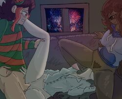 1girls 2enby 2nonbinary bottomless couch couch_sex cunnilingus glasses melongod77 moonflower_(sona) neovagina new_year nonbinary on_couch party rndmpornart rndmpornart_(oc) sitting_on_face streamer sweater tagme threesome transfem undertale vaginal_penetration youtube youtuber