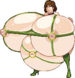 1girls belly big_belly big_breasts breasts brown_hair casetermk female gigantic_breasts huge_breasts hyper_breasts hyper_pregnancy massive_breasts nipples pixel_art pregnant tagme