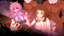 2026 2boys 2girls 3d ahe_gao animated ashido_mina big_breasts black_body boku_no_hero_academia dark-skinned_male dark_skin elegant food foursome huge_breasts interracial koikatsu krackdraw light-skinned_female light_skin looking_at_viewer loop mina_ashido my_hero_academia netorare ntr ochako_uraraka peace_sign pierced_nipples piercing pink_body pink_hair seated sex short_video shorter_than_30_seconds tagme uraraka_ochako video