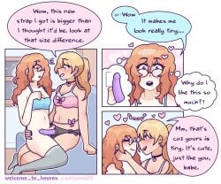 2girls before_sex blonde_hair boop bottomless choker cute cute_female drooling ear_piercing face_to_face female/female freckles ginger_hair girl_cock glasses glasses_on_head hand_on_face hearts_around_head imminent_sex light-skinned_female multiple_girls nuzzling pale-skinned_female ponytail romantic_couple size_comparison size_difference size_fetish size_kink size_queen small_penis small_penis_adoration strap-on strapon thigh_highs thighhighs trans_woman transfem transgender_woman welcome_to_heaven wholesome wholesome_end yuri