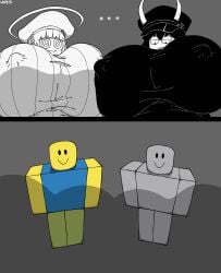 ... 2boy 2boys 2d 2d_(artwork) 2female 2females 2girl 2girls 2male 2males big_breasts black_hair blocky_body breasts clothed clothing dummy_(roblox) female hair hat headwear huge_breasts large_breasts larger_female male nipple_bulge nipples_visible_through_clothing noob noob_(roblox) png roblox roblox_avatar robloxian size_difference smaller_male tagme white_hair woomler