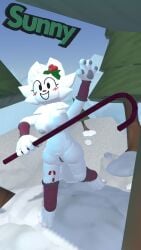 1girls 3d 3d_(artwork) 4_fingers 4_toes alternate_version_available anthro anthro_female anthro_only areola areolae arm_warmers background blush blush_lines breasts breasts_out candy_cane chest_tuft female female_focus female_only furry furry_anthro furry_female furry_only grey_areola high_quality holding_cane holding_object holding_staff leg_warmers looking_at_viewer mistletoe_hair_ornament mostly_nude mostly_nude_anthro mostly_nude_female mountain naked naked_anthro naked_female nipples nude nude_anthro nude_female posing posing_for_picture pussy pussy_peek rec_room red_blush red_nose self_upload shaded snow staff sunny_(melodynotmel) syntholsoul text tree trees vagina waving waving_at_viewer