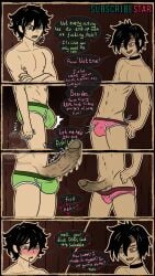 2boys 2d 2d_(artwork) andrew_graves aqua_regia_arts ashley_graves ashton_graves big_penis brother brothers bulge bulge_through_clothing choker comic comparing comparing_penis dialogue gay gay_incest high_resolution highres incest rule_63 the_coffin_of_andy_and_leyley twink