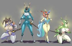 absurd_res anthro anthrofied areola breasts cobalion female genitals goes_hard hi_res holding_object holding_weapon horn keldeo legendary_pokemon mammal nintendo nipples nude pokémon_(species) pokemon pokemon_(species) pussy terrakion the_lost_artist video_games virizion weapon zacianswords