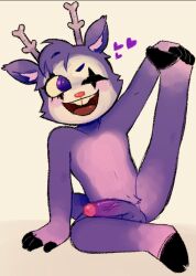 balls deer feet happy_tree_friends holding_leg male_only mime mime_(htf) naked nude penis purple_body purple_penis winking winslowsfaust