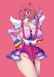 1girls breasts bursting_breasts cleavage clown clown_girl clowns clussy clussy_fever female geiru_toneido gyakuten_saiban leotard pink_hair pornenator solo_female thighs