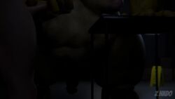 2boys 3d anal_sex animated animatronic anthro bear belly_jiggle belly_overhang big_ass_(male) big_belly chubby_male five_nights_at_freddy's fnaf from_behind gay ghost golden_freddy_(fnaf) human humanoid longer_than_30_seconds male male/male male_only masturbation muscular navel night_guard_(fnaf) nipples penetration penis scottgames sex short_video shorter_than_one_minute size_difference sound superchub tagme video z_hado