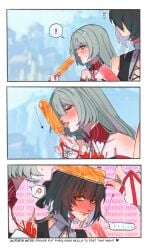 blush clothed clothes clothing female female_focus female_only female_rover_(wuthering_waves) intrusive_thoughts licking_popsicle pervert phrolova phrolova_(wuthering_waves) poiyoko popsicle popsicle_in_mouth popsicle_melting rover_(wuthering_waves) short_hair sucking_popsicle suggestive suggestive_gesture suggestive_look suggestive_pose wuthering_waves