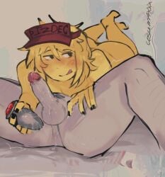 1boy 1nonbinary 69 after_oral anus artist_name balls blonde_hair blonde_male butt_plug chance_(forsaken) cosum4xxx cum cum_on_sex_toy cum_on_toy cuntboy elliot_(forsaken) erect_after_cumming erect_penis erection forsaken_(roblox) licking_lips looking_away nonbinary_(lore) nude painted_nails penis plug_(sex_toy) roblox roblox_game robloxian scars self_upload visor visor_cap