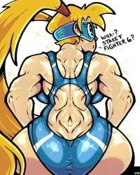 1girls a_lot_of_tags ass ass_focus back back_focus back_muscles back_view backboob bare_shoulders big_ass big_butt blonde_hair blue_eyes breasts bubble_ass bubble_butt capcom curvaceous curvy curvy_female curvy_figure dialogue domino_mask english_text eye_mask fat_ass female female_focus female_only glistening glistening_back glistening_body glistening_butt glistening_muscles hi_res high_resolution highres huge_ass huge_butt large_ass legendofnerd light-skinned_female light_skin long_hair mask masked_female muscular muscular_arms muscular_back muscular_female one_piece_swimsuit rainbow_mika rear_view shiny shiny_ass shiny_back shiny_butt shiny_skin simple_background solo solo_female solo_focus sparkles street_fighter street_fighter_iii:_3rd_strike street_fighter_v swimsuit text toned toned_body toned_female twintails very_long_hair voluptuous voluptuous_female white_background