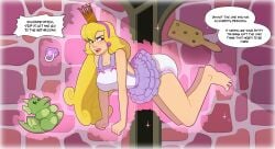 abdl blonde_hair diaper english_text female femsub floating magic pacifier paddle pieceofsoap png princess_daphne speech_bubble text