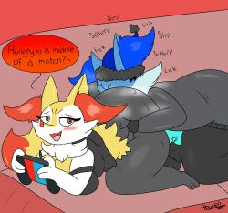 ass_dough big_ass blush braixen breasts brit_(joaoppereiraus) bubble_butt deep_skin eating_ass eating_pussy female huge_ass karter_(thixxen) pokémon_(species) pokemon pokemon_(species) pokemon_only tagme thixxen