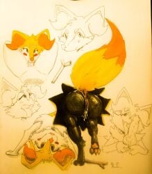 absurd_res anthro ass braixen fellatio female hi_res markers nintendo oral penile pokémon_(species) pokemon pokemon_(species) sex solo squirming sucking traditional_media_(artwork) video_games wounded_demon