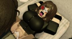 1boy 1girls 3d agent_(decaying_winter) arms_behind_head big_breasts bloxmodeller blush bondage cum cum_inside decaying_winter legs_up open_mouth rape restrained_arms ripped_pantyhose roblox roblox_game robloxian self_upload tagme tongue_out yosef_(decaying_winter)