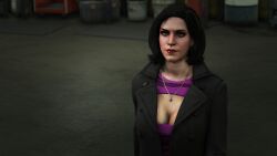 3d 3d_(artwork) absurd_res alternate_outfit cleavage dionys_ramirez earrings emotionless_female exposed_cleavage expressionless grand_theft_auto grand_theft_auto_v highres large_breasts large_tits mature_woman molly_schultz necklace rockstar_games standing tagme unbothered