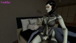 1futa 3d android asari bed body_writing death edi female_death freekiller futa_only futanari liara_t'soni mass_effect mass_effect_2 murder pillow_on_face pillows red-tinted_eyewear solo tinted_eyewear visor