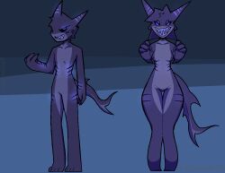 albinoarch bioluminescence blue_hair furry gootraxian kaiju_paradise lantern_shork_(kaiju_paradise) pixel_art purple_body purple_eyes purple_hair purple_skin roblox roblox_game scalie self_upload shark shark_girl shark_humanoid shark_tail shorks_(kaiju_paradise) showing_teeth small_breasts thick_thighs thigh_gap