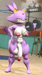 1futa 3d anthro artist_logo blaze_the_cat buff dumbell exercise futa_only futanari gym large_balls large_penis muscles muscular_futanari naked nibbssfm nude penis solo sonic_(series) text thick_thighs weightlifting wide_hips