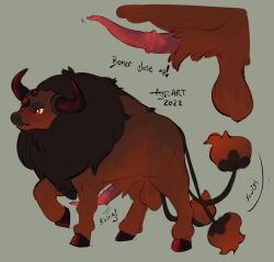 bovid bovine cattle flipside flipside_tailsideup flipsidetailsideup mammal nintendo pokémon_(species) pokemon pokemon_(species) tailsideup tauros video_games