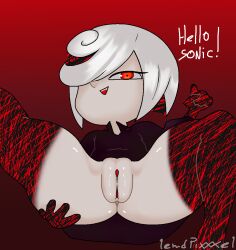 1girls 2022 artist_signature english_text lewdpixxxel presenting presenting_pussy pussy red_eyes sage_(sonic_frontiers) sega small_breasts smaller_female smug solo solo_female solo_focus sonic_(series) sonic_the_hedgehog sonic_the_hedgehog_(series) text thighhighs white_hair