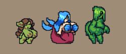 big_breasts breasts female goblin goblin_female large_breasts mermaid moss nsfwoaf pixel_art tagme