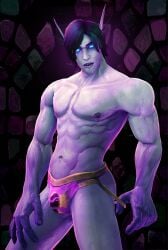 1boy 3d jockstrap male_only posing solo sonpih void_elf warcraft world_of_warcraft