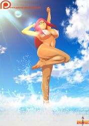 ass beach big_breasts breasts commission completely_nude completely_nude_female dinosknight feet huge_breasts legs naruto naruto_(series) naruto_shippuden nipples patreon red_eyes red_hair soles solo solo_female tanline tanlines tanned tanned_female tanned_girl tanned_skin toes uzumaki_karin